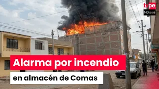 Comas: Firefighters battle blaze at 5-story warehouse on Av. Trapiche