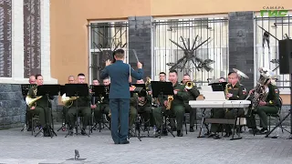Military band of the Central Military District's Guards Artillery Brigade performs in Samara