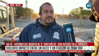 Fuerte choque en la zona sur: Un auto quedó destruido tras el impacto