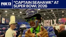 ‘Captain Seahawk’ brings signature flair to Radio Row at Super Bowl 2026