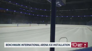 Ice installation at Benchmark International Arena ahead of hockey season