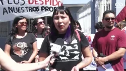 Teachers and students protest outside CMDS to reject teacher layoffs