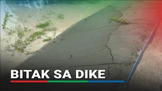 Dike sa Minalin, nakitaan ng bitak; banta ng pagbaha, ikinababahala