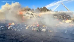 Massive wind-driven fire threatens businesses in Fontana