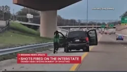 На видео запечатлен мужчина, стреляющий после аварии на трассе I-40. На видео запечатлен мужчина, стреляющий после аварии на трассе I-40.