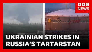 At least 13 killed in Ukrainian drone strike deep into Russia | BBC News