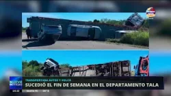 Volcó un camión que transportaba autos en el departamento Tala
