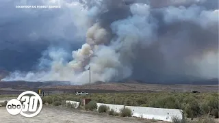 Shifting winds challenge crews battling Rock Fire in Inyo County