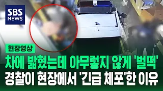 차에 밟혔는데 아무렇지 않게 '벌떡' 현장에서 '체포'된 이유 (현장영상) / SBS