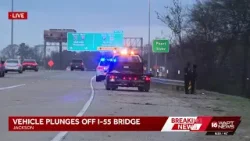 Car flips off I‑55 bridge near Pearl Street Car flips off I‑55 bridge near Pearl Street