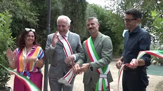 Loro Ciuffenna, Belvedere Gardens inaugurated. Giani dives into the Ciuffenna river