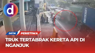 Box Truck Destroyed After Being Hit by Train in Nganjuk, Driver Killed