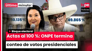 ONPE finishes counting 100% of presidential tally sheets