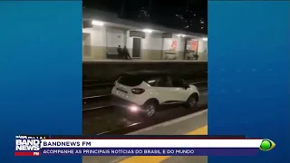Driver invades Line 7-Rubi train tracks in São Paulo