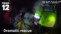 Нательная камера запечатлела спасение подростка, увязшего в грязи в заповеднике дикой природы Вер...