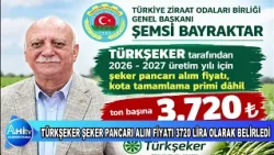 TÜRKŞEKER ŞEKER PANCARI ALIM FİYATI 3720 LİRA OLARAK BELİRLEDİ