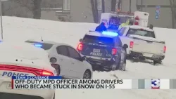 Off-duty officer, motorists stuck in snow near I-55 and Shelby Drive