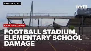 Menasha elementary school and high school football stadium face severe damage after tornado