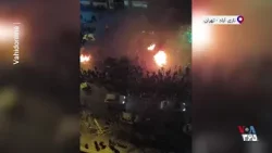 مقابله معترضان با سرکوبگران و آتش زدن موتور ماموران در نازی‌آباد