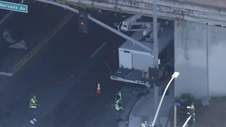 Crane truck operator dies after struck by box truck while repairing streetlight in San Jose