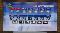 80% chance of rain Saturday; high of 64