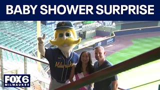 Brewers, Aurora surprise baby shower for couple at ballpark | FOX6 News Milwaukee