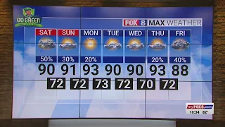 50% chance of rain Saturday; high of 90