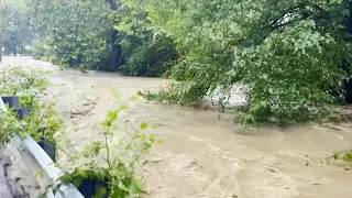 Flooded roads and fast moving water causing problems for residents of Washington