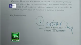 Envía Raúl felicitación a integrantes del Sindicato de Trabajadores Civiles de la Defensa