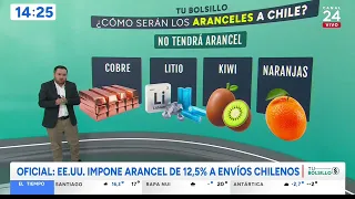 Chilean products that will be subject to a 12.5% tariff in the United States