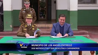Los Andes Municipality delivers two motorcycles and two bicycles to the Carabineros