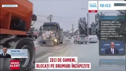 Zeci de oameni, blocați pe un drum din județul Călărași din cauza viscolului
