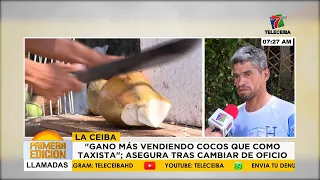 "I make more selling coconuts than as a taxi driver," claims this man from La Ceiba after changin...