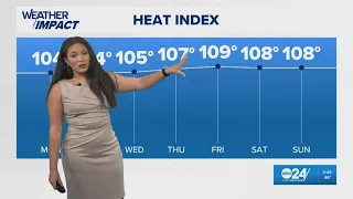 Hot and humid weather in store for this week, heat indices will be over 100 everyday