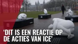 Protestkunstwerk tegenover het Amerikaanse consulaat