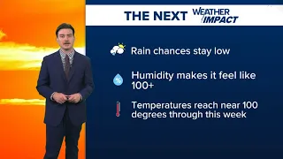 Little change to heat and humidity for the second half of the week