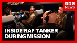 Inside RAF refuelling tanker during mission against Iranian drones | BBC News Inside RAF refuelling tanker during mission against Iranian drones | BBC News