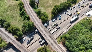 Large metal pole pierces through car on interstate