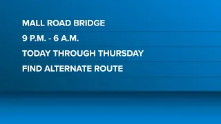 Mall Road Bridge to close overnight for repaving