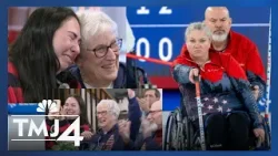 Семья из Висконсина, болеющая за свою паралимпийскую спортсменку, наблюдает за финальным раундом ...