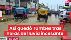 Tumbes soporta casi 10 horas de lluvia y queda con calles inundadas