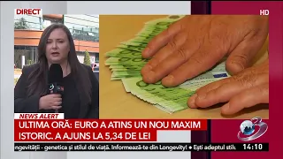 The Euro has reached a new all-time high. It has hit 5.34 lei