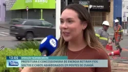 Prefeitura e concessionária de energisa retiram fios soltos e cabaos abandonados em postes de Cuiabá Prefeitura e concessionária de energisa retiram fios soltos e cabaos abandonados em postes de Cuiabá