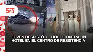 Young driver veered off road and crashed into a hotel in downtown Resistencia