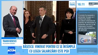 Traian Băsescu: PSD este vinovat pentru ce se întâmplă cu legea salarizării
