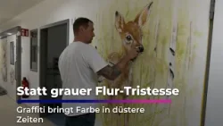 Statt grauer Flur-Tristesse - Graffiti bring Farbe in düstere Zeiten Statt grauer Flur-Tristesse - Graffiti bring Farbe in düstere Zeiten