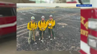 Lenexa firefighters return from battling wildfires in North Dakota