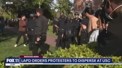 Police begin charging towards pro-Palestine protesters' direction at USC