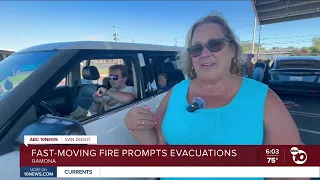 People evacuate as large brush fire burns through Ramona