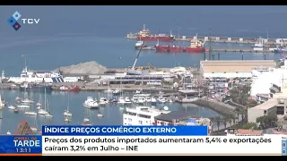 Preços dos produtos importados aumentaram 5,4% e exportações caíram 3,2% em Julho - INE